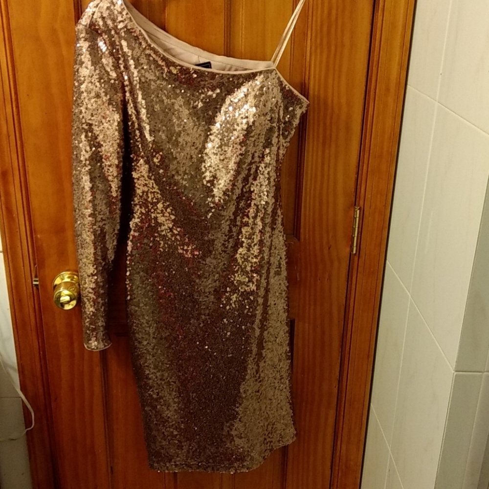 One shoulder party dress.